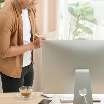 A person monitoring his business
