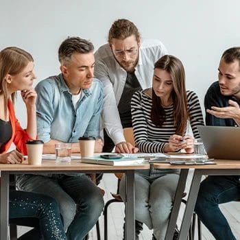 A meeting being held inside the office