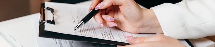 Signing a form on a clipboard