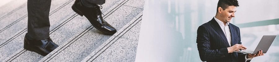 Walking on stairs, using a laptop while standing