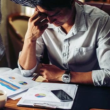 A stressed worker dealing with involuntary dissolutuion