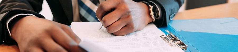 Writing signature on contract
