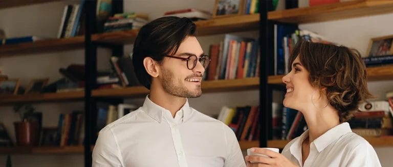 An image of two people talking about the best LLC service in Kansas
