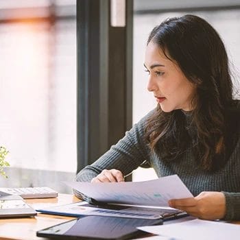 An office worker doing an annual report
