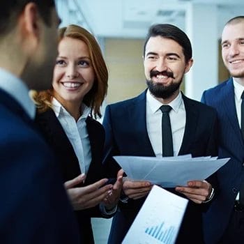 Smiling with another businessman
