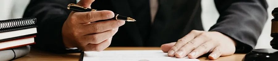 Close up image of a legal file being written